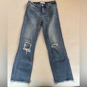 VERVET BY FLYING MONKEY Distressed Straight Leg Jeans - Light Blue